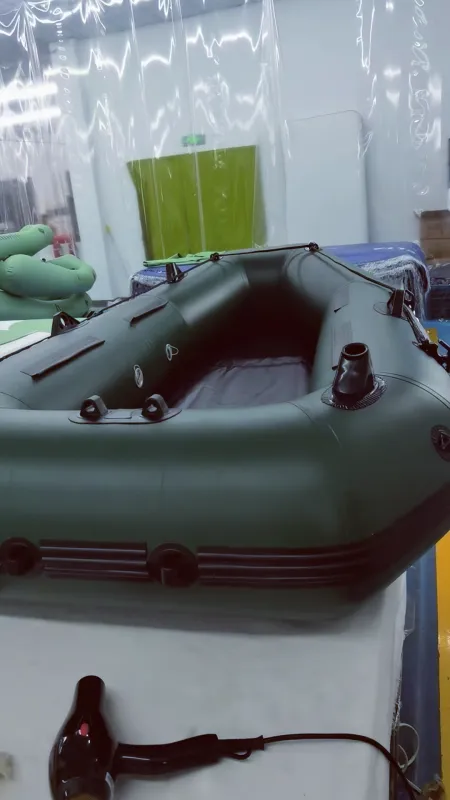 Inflatable boats that failed the leak test are waiting for repair after inspection