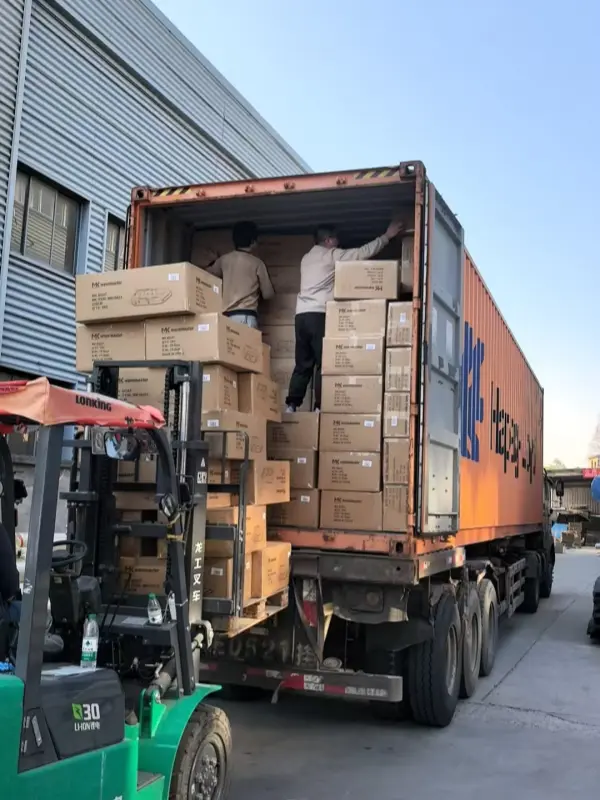 The completed inflatable boats are being loaded into containers for shipment to Europe form Custom Inflatable Boat OEM factory
